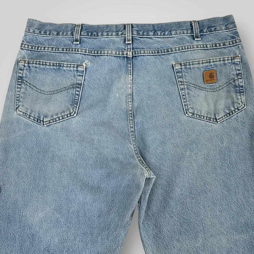 Carhartt Jeans‎ Mens 44x32 Blue Denim Relaxed Fit B17 DST Straight Leg Workwear